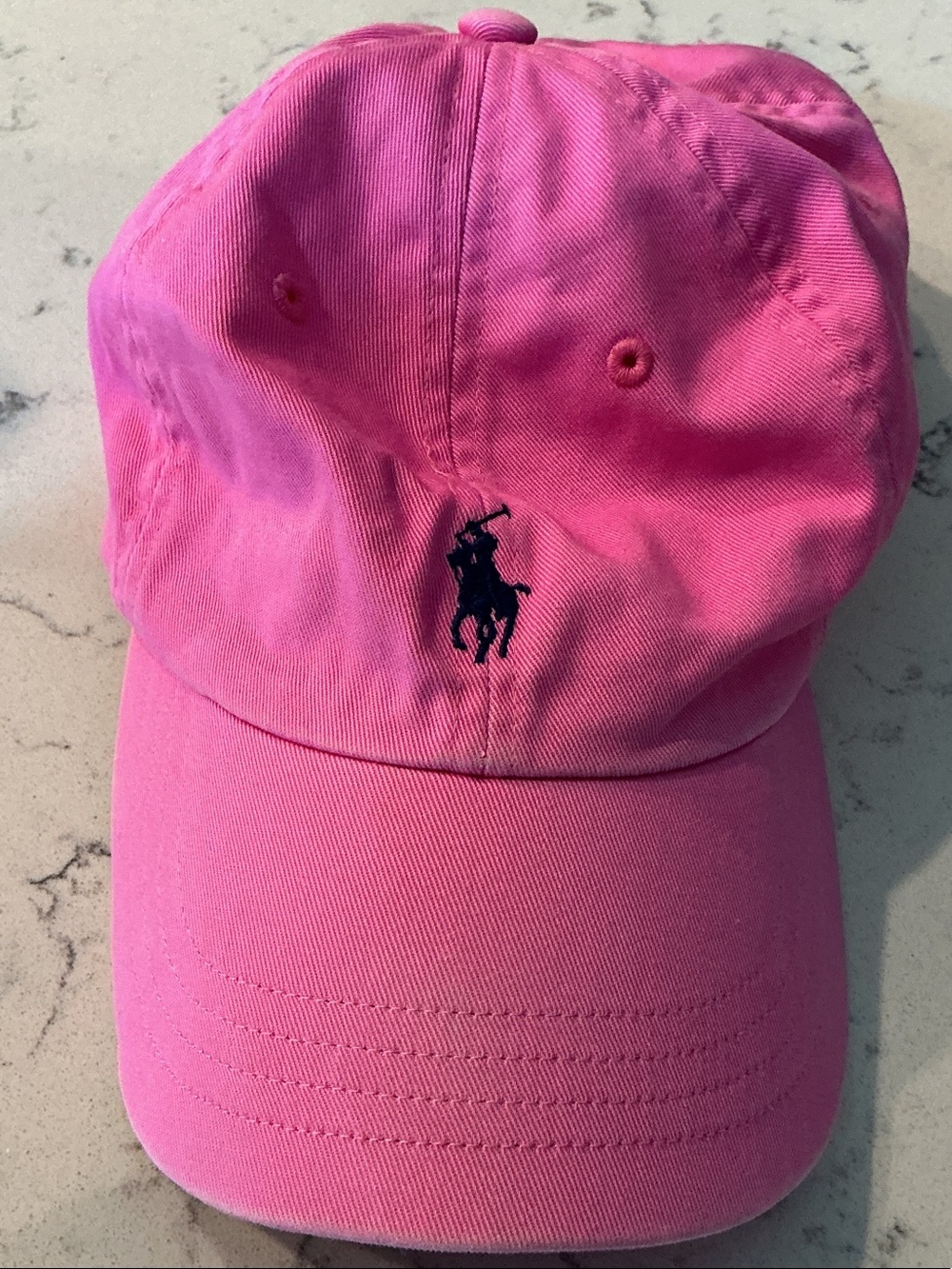 Ralph Lauren Hot Pink Polo Pony Baseball Cap with Navy Logo